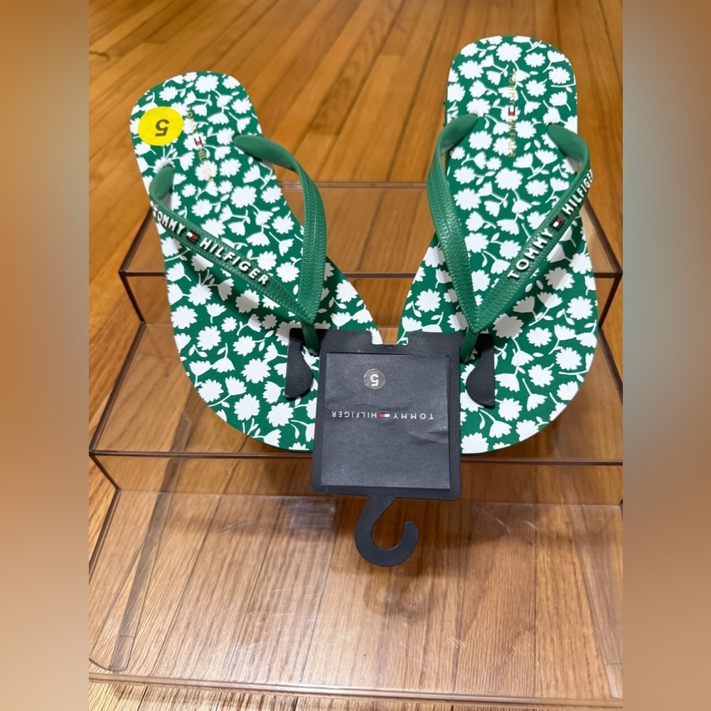 Tommy Hilfiger Green Floral Flip Flops